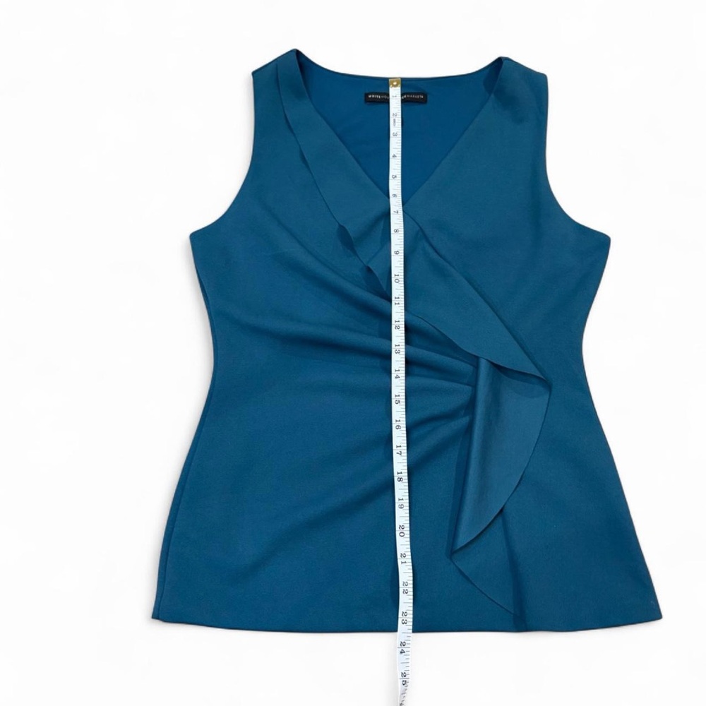 White House Black Market Blue Ruffled Sleeveless Blouse Size Small - Picture 7 of 8